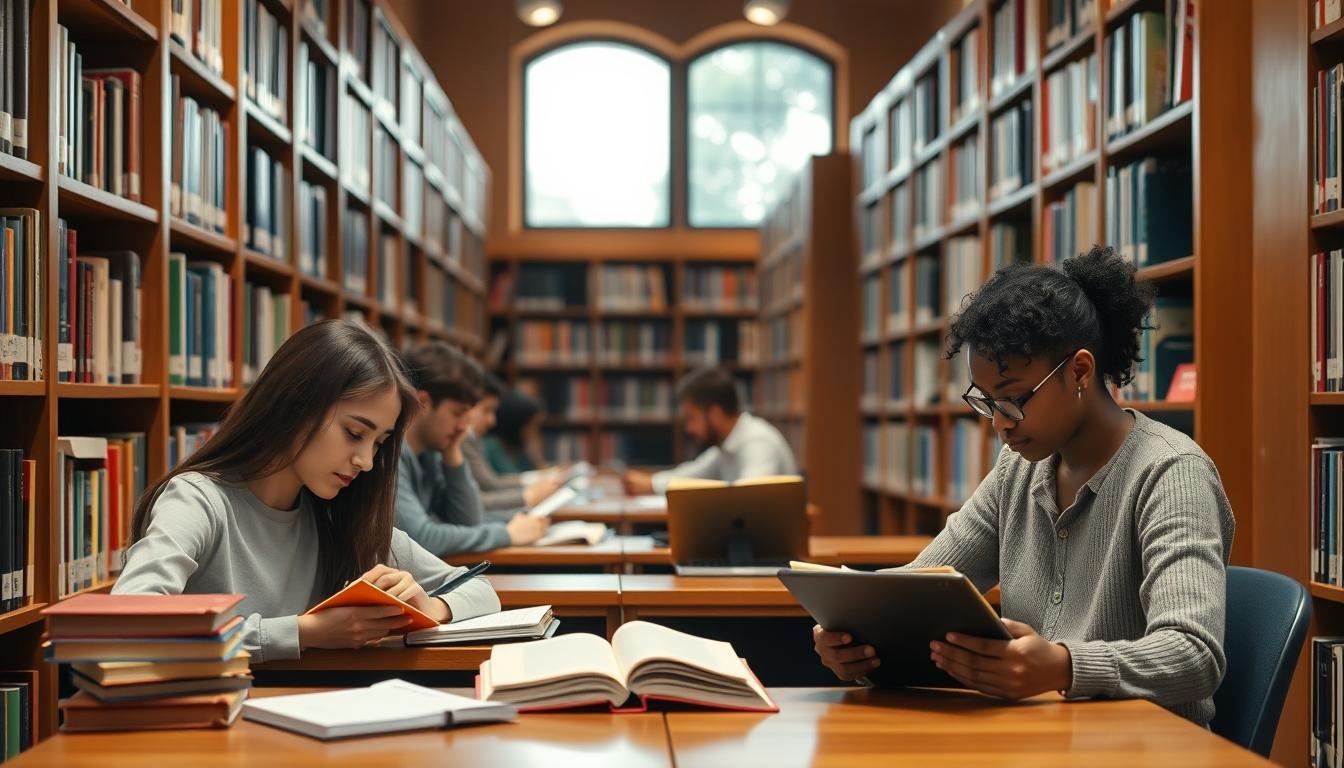 Students studying together in modern classroom